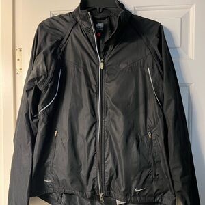 Nike Womens 's Black Windbreaker Jacket, drawstring, zippered pockets